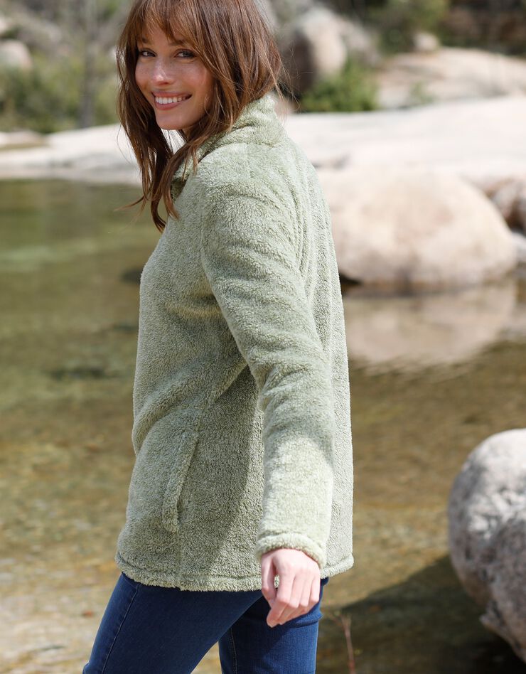 Veste zippée maille peluche (vert chiné) Veste zippée maille peluche (vert chiné)