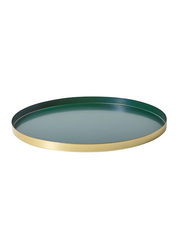 Plateau rond métal doré et vert (vert)
