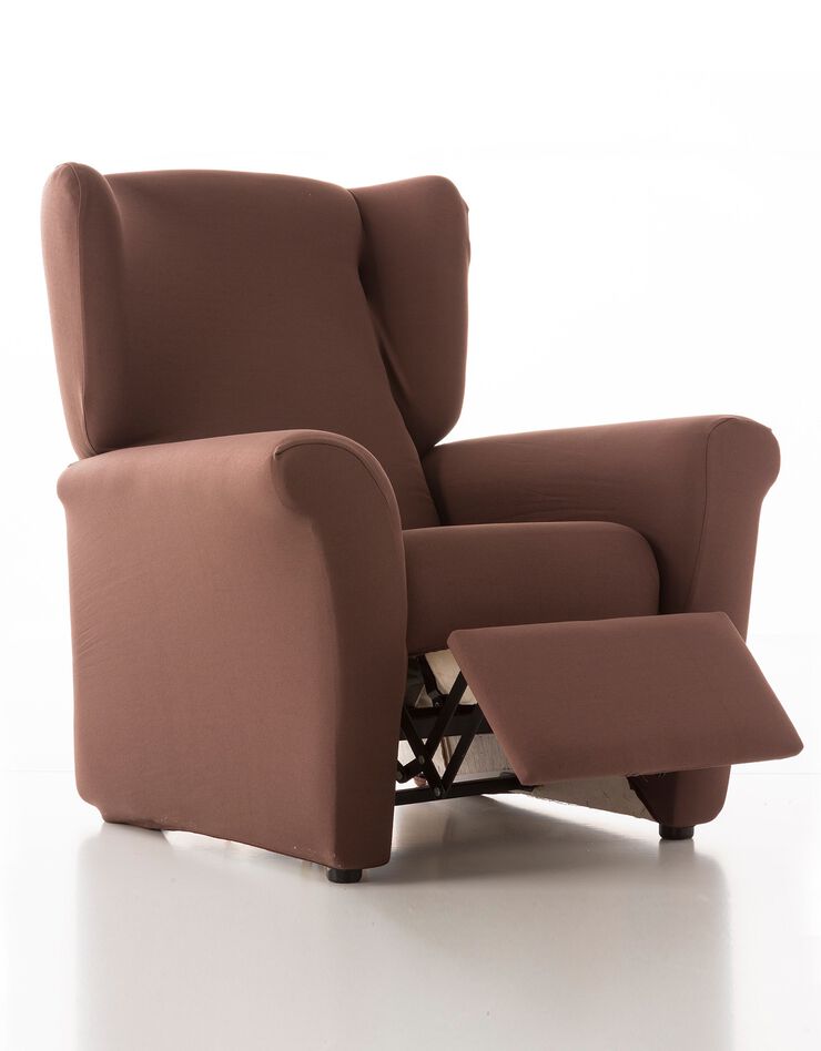 Housse unie fauteuil bi-extensible   (chocolat)