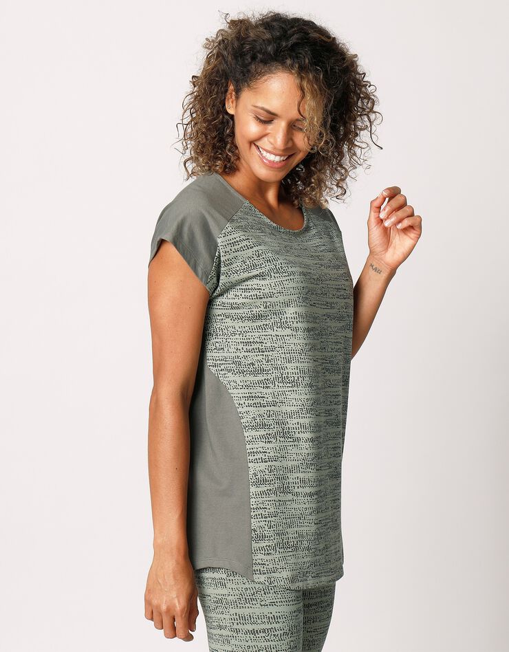 Tee-shirt bicolore effet chiné (kaki) Tee-shirt bicolore effet chiné (kaki)