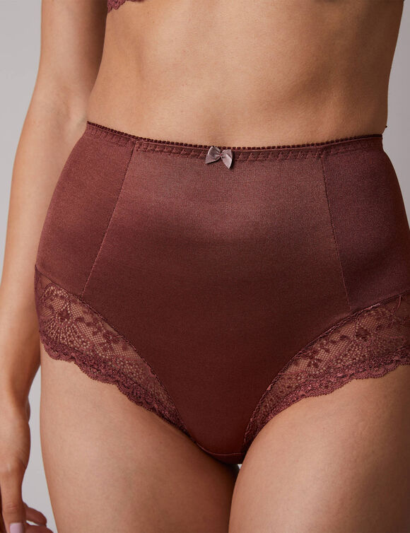 Gainette maille satinée et dentelle Salford - lot de 2 (chocolat + taupe)
