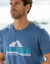 T-shirt col rond motif placé manches courtes (bleu)