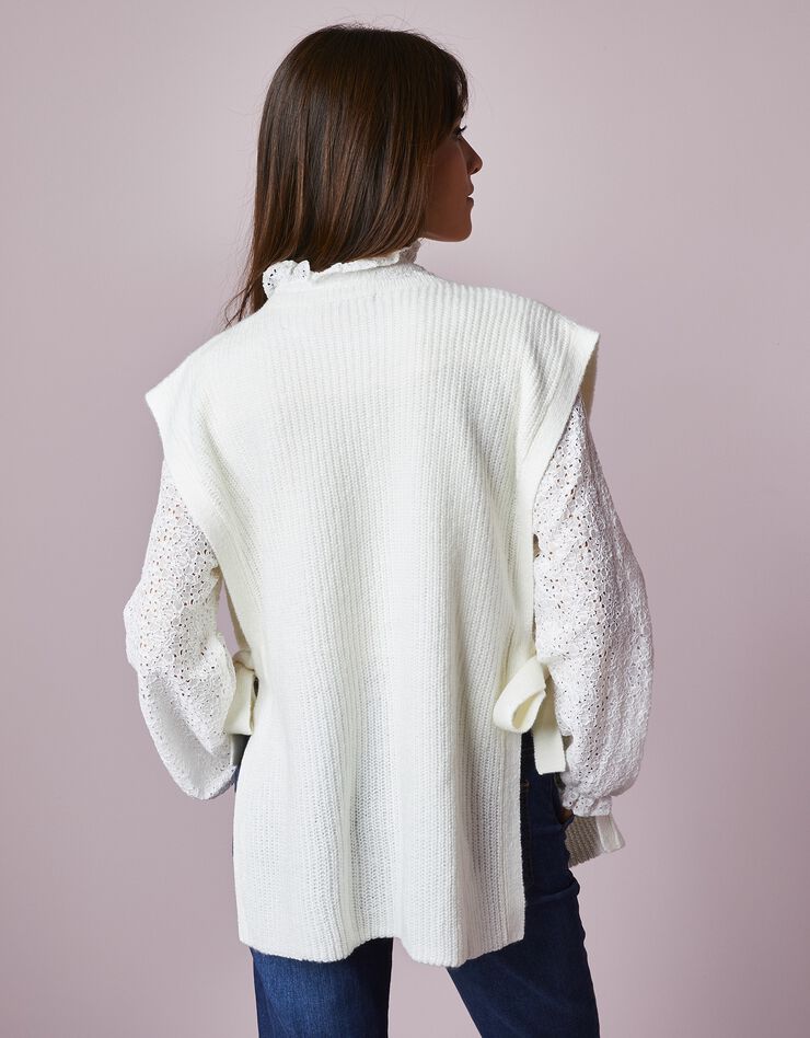 Pull tunique sans manches, maille anglaise toucher mohair (écru) Pull tunique sans manches, maille anglaise toucher mohair (écru)