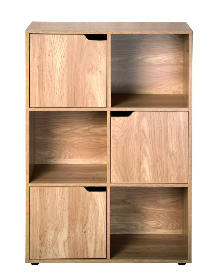Meuble de rangement STAVRA - 6 cases, 3 portes (naturel)