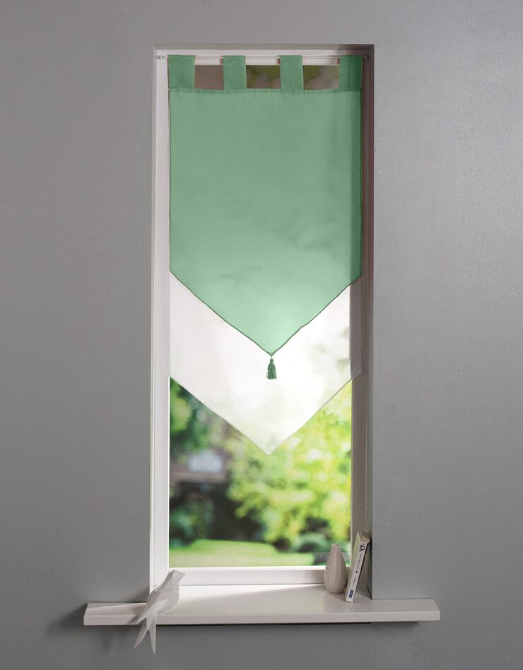 Vitrage voile double uni forme pointe finition pattes (vert / blanc)
