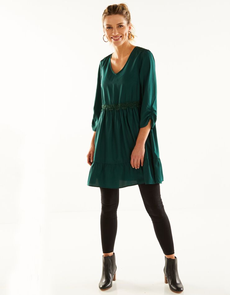Tunique dentelle manches 7/8ème unie (vert) Tunique dentelle manches 7/8ème unie (vert)