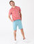T-shirt ray&eacute; col rond manches courtes - coton biologique(**) (corail / &eacute;cru)