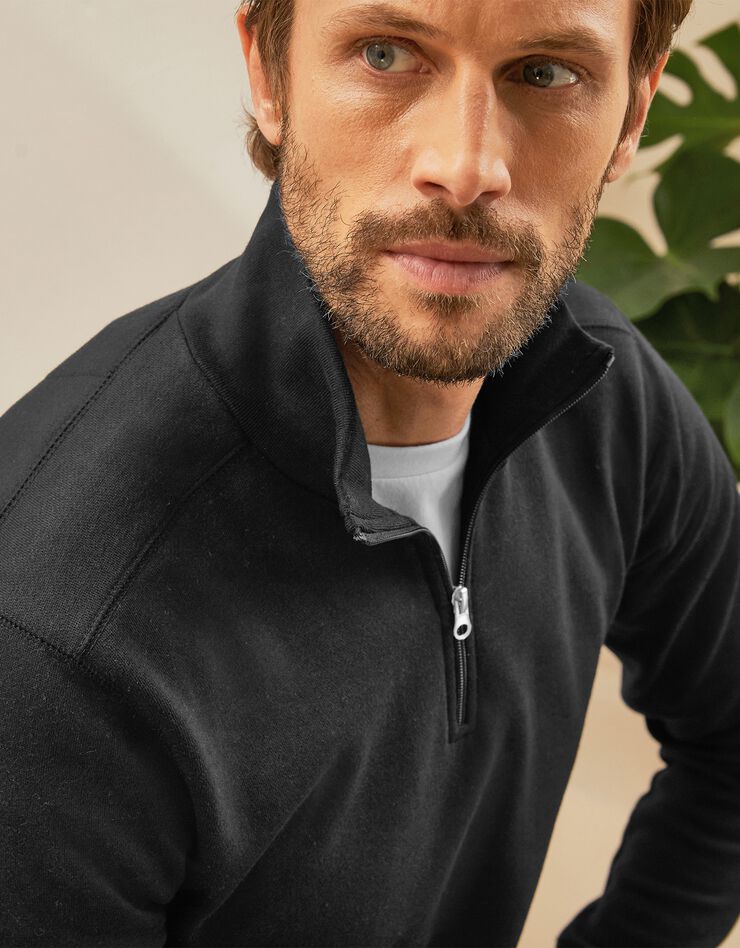 Sweat molleton col camionneur zippé (noir) Sweat molleton col camionneur zippé (noir)