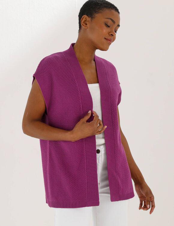 Gilet sans manches, maille fantaisie (violet)