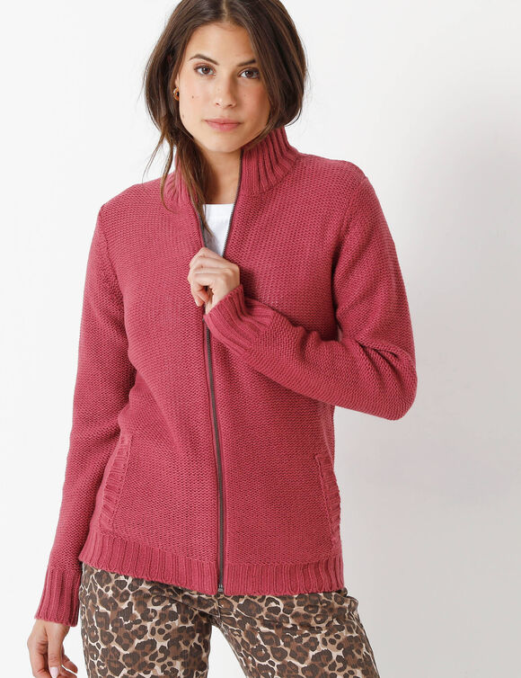 Gilet zippé 30% laine (violine)