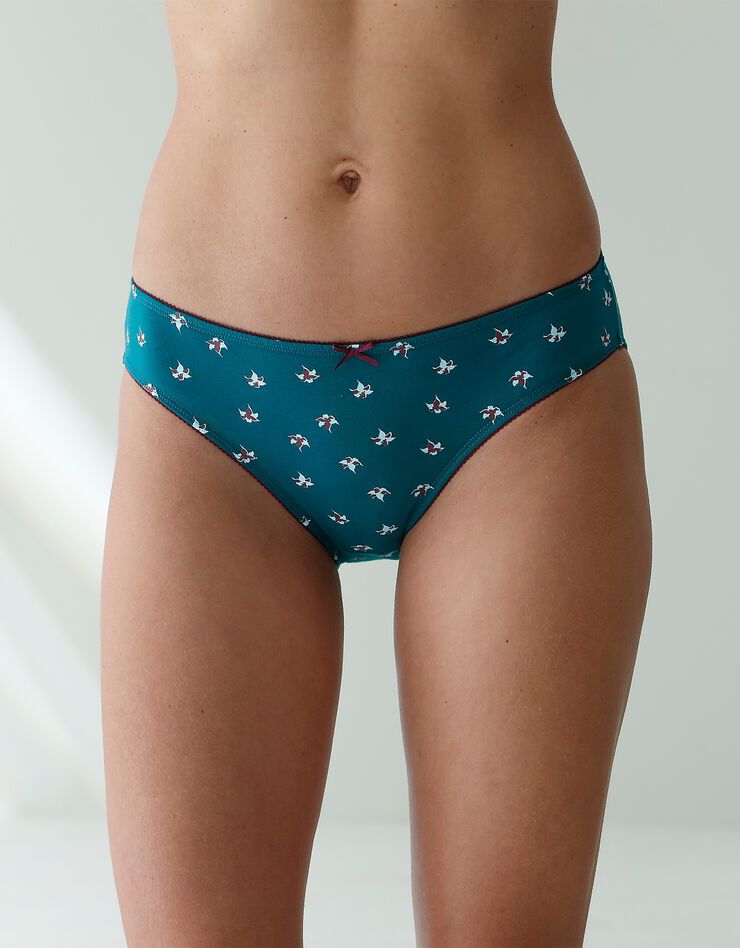 Culotte midi coton imprimé "fleur de lys" - lot de 4 (émeraude / bordeaux) Culotte midi coton imprimé "fleur de lys" - lot de 4 (émeraude / bordeaux)