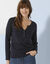 Tee-shirt col tunisien manches longues, uni (marine)