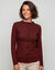 T-shirt col montant, manches longues, finition frisottis (bordeaux)