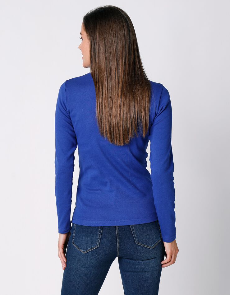 Tee-shirt col montant manches longues (bleu dur)