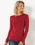 T-shirt uni col rond stretch (rouge foncé)