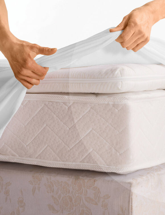 Protège-matelas molleton absorbant 400 g/m² housse 40 cm (blanc)