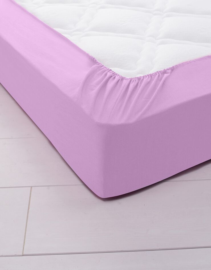 Drap-housse uni polyester - coton bonnet 32 cm (lavande)