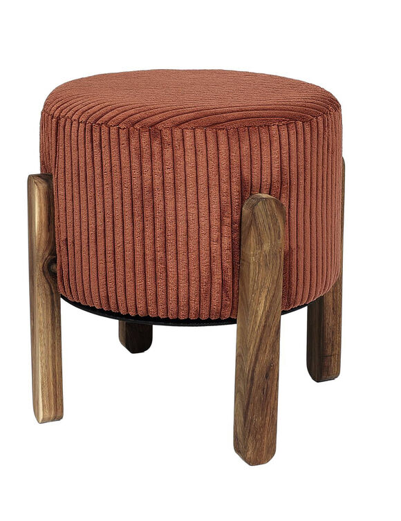 Tabouret cylindrique, pieds en  bois (terracotta)