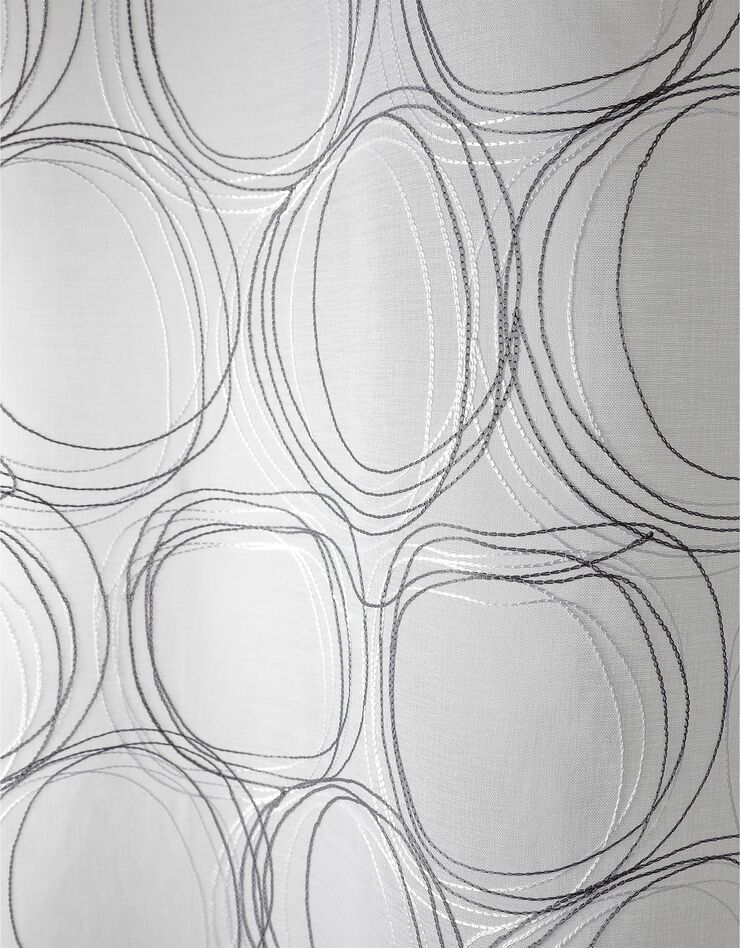 Panneau voile étamine brodé sphères finition oeillets (gris)