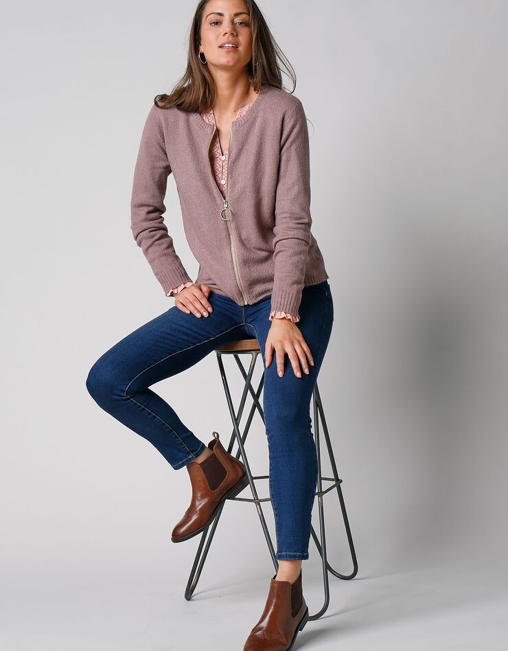 Cardigan zippé (taupe) Cardigan zippé (taupe)