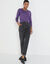 Pull col rond uni, manches longues, toucher doux (aubergine)