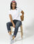 T-shirt boîte manches coudes (blanc)