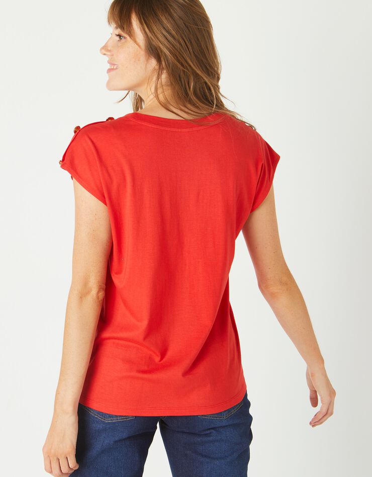 Tee-shirt épaules boutonnées (rouge) Tee-shirt épaules boutonnées (rouge)