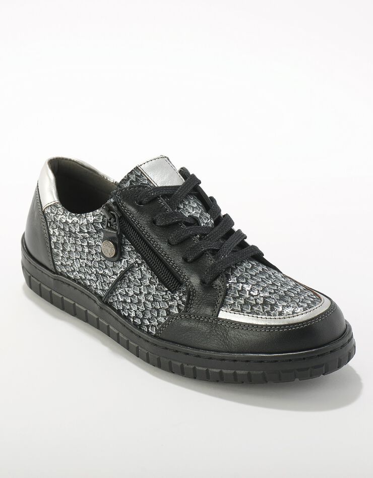 Baskets zippées bimatières en cuir  (noir)