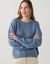 Pull col rond finitions &eacute;cailles (bleu denim)