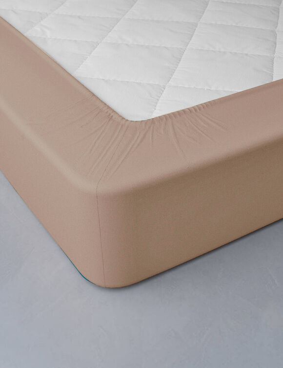 Drap-housse uni jersey bonnets 26 cm (grège)