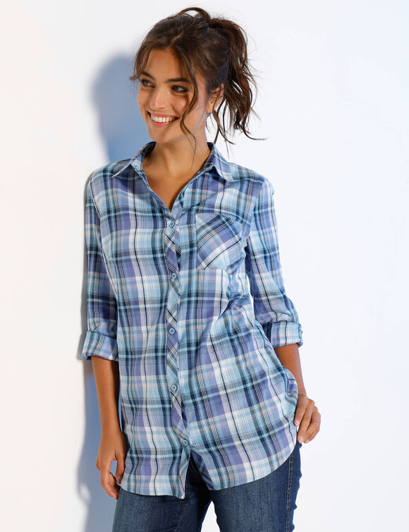 Chemise flanelle à carreaux (bleu / violet)