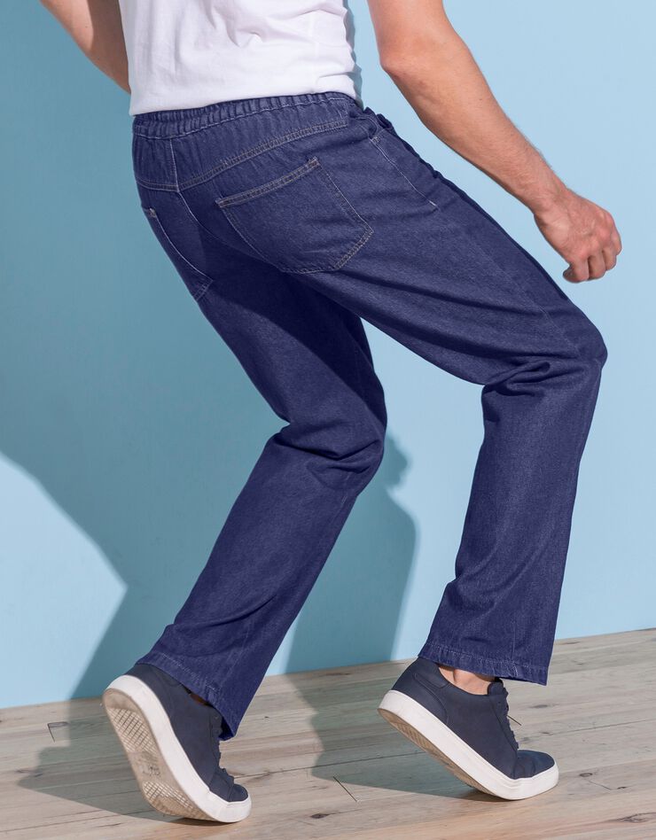 Jean denim léger taille élastiquée (stone)