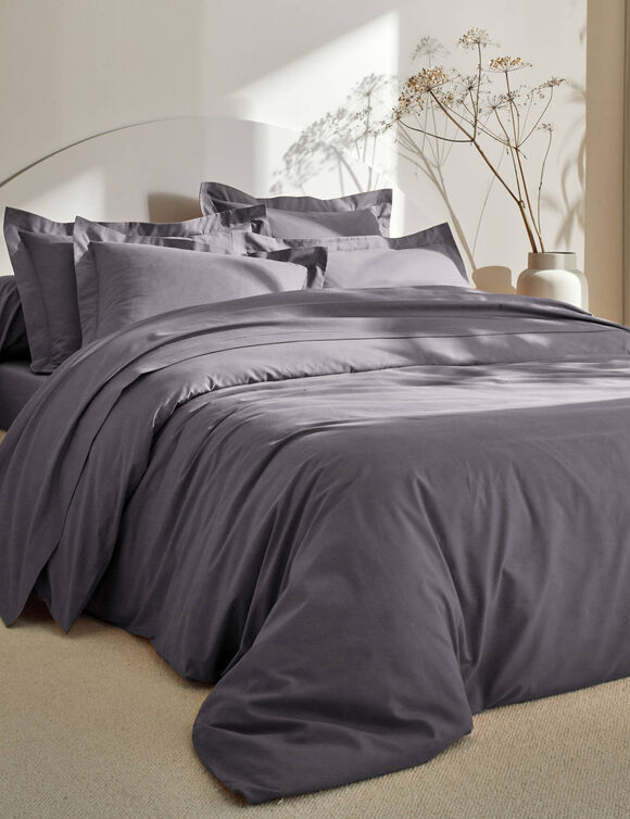 Linge de lit uni polyester-coton Colombine (anthracite)