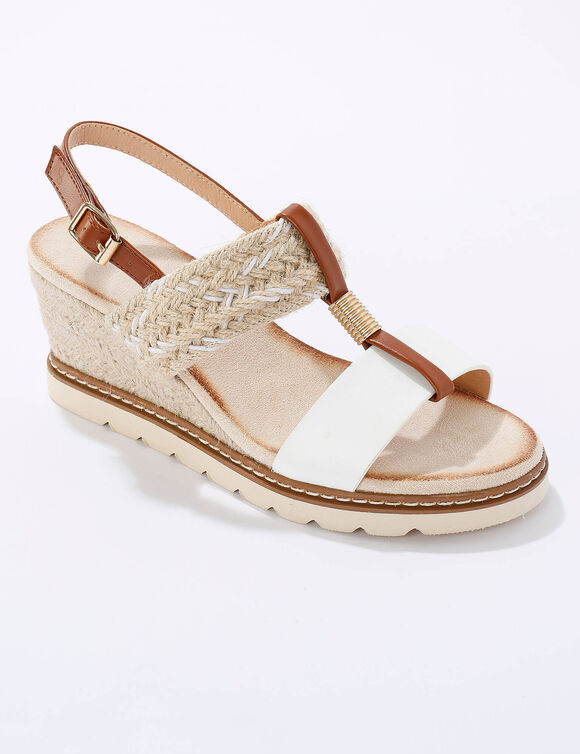Sandales bi-matière compensées corde (blanc)