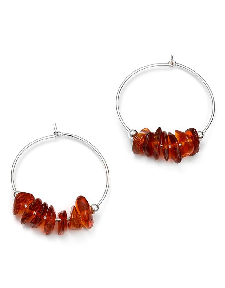 Boucles d'oreilles "chips" ambre cognac(1) et argent (ambre) Boucles d'oreilles "chips" ambre cognac(1) et argent (ambre)