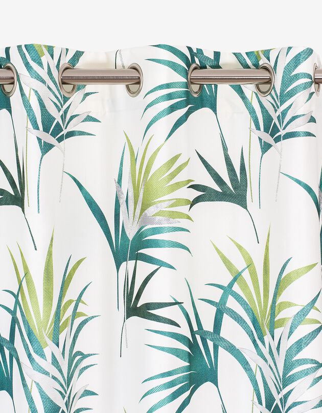 Rideau tamisant imprimé feuilles multicolores  (vert / blanc)