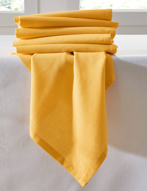 Serviette de table unie - lot de 6 (jaune)