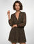 Robe blousante &agrave; volants, voile imprim&eacute; l&eacute;opard (noir / chocolat)