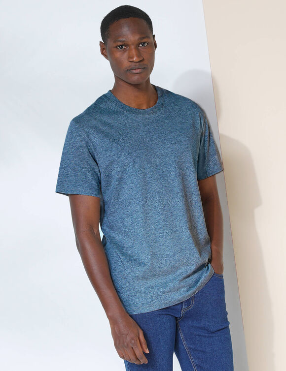 T-shirt col rond manches courtes (azur chin&eacute;)