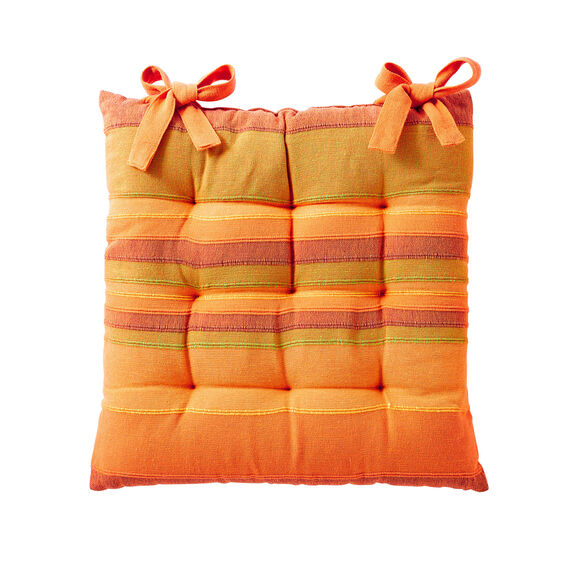 Galette de chaise carrée rayée - lot de 2 (orange)