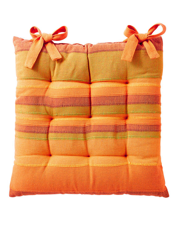 Galette de chaise carrée rayée - lot de 2 (orange)