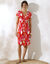 Robe courte manches courtes, maille imprimée (rose)