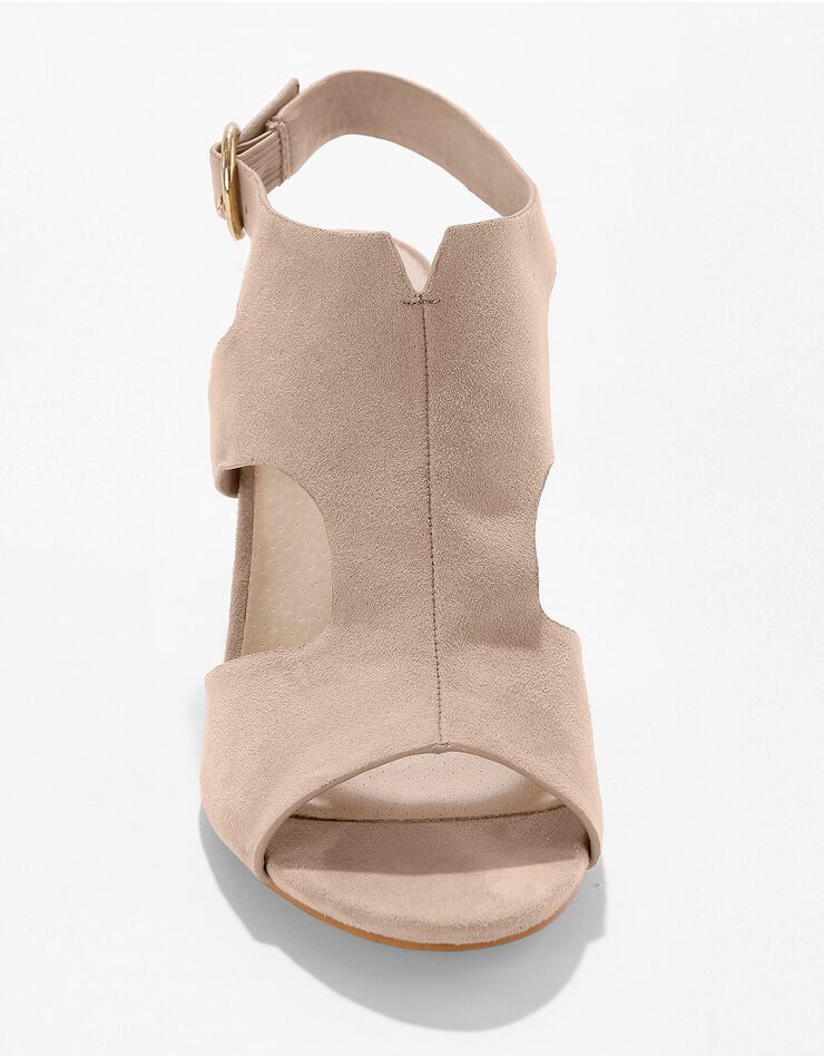 Sandales enveloppantes à talon bois (beige)