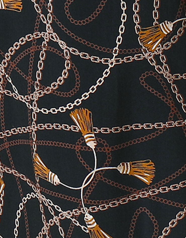 Tunique longue imprimé foulard (noir / caramel)