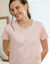 Chemise de nuit courte manches courtes, imprim&eacute; chat - lot de 2 (prune + rose)