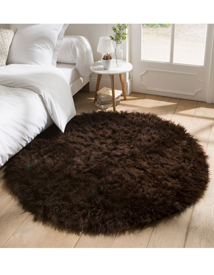 Tapis rond poils longs (chocolat) Tapis rond poils longs (chocolat)