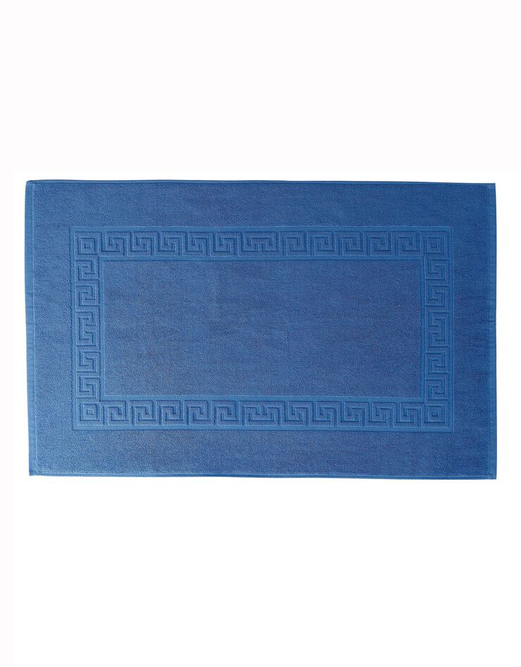 Tapis de bain éponge liteau motif frise grecque (bleu dur)