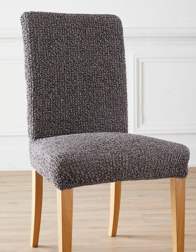 Housse microfibre bi-extensible gaufrée spéciale chaise  (gris)