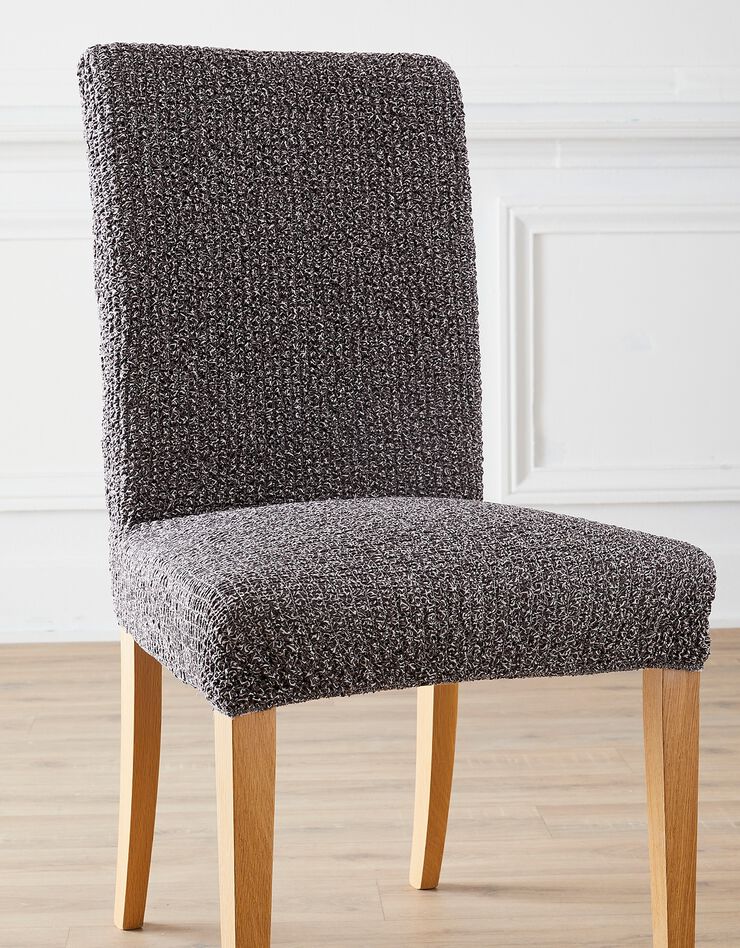 Housse microfibre bi-extensible gaufrée spéciale chaise  (gris)