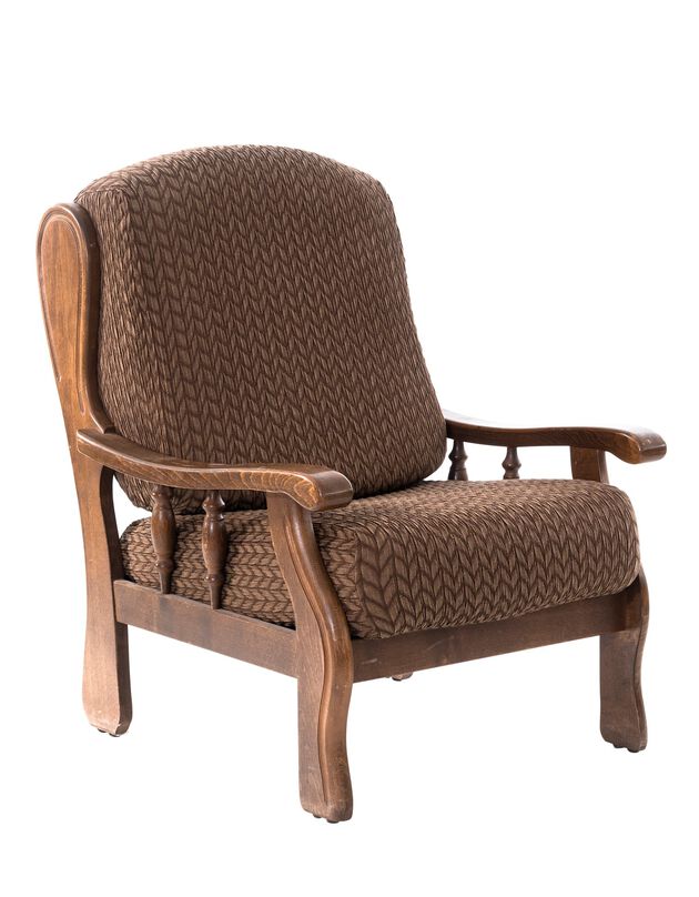Housse jacquard extensible motif chevrons spéciale fauteuil rustique (taupe)